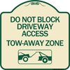 Signmission Do Not Block Driveway Access Tow Away Zone W/ Graphic Heavy-Gauge Alum, 18" x 18", TG-1818-24177 A-DES-TG-1818-24177